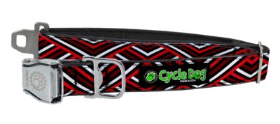 Cycle Dog RegWidth Collar with Metal Buckle for Dogs, Red Black Diagonals