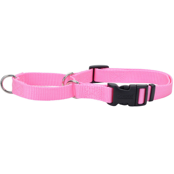 Collier Martingale réglable antidérapant avec boucle pour chien, Rose vif