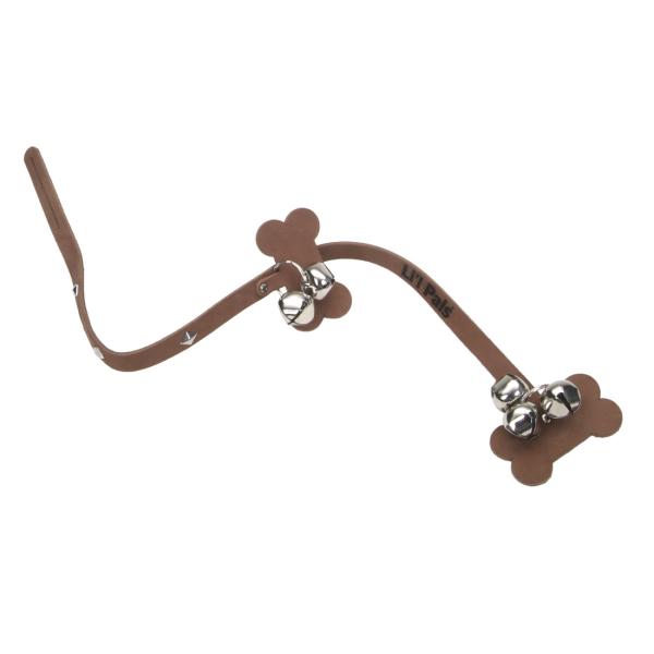 Li'l Pals Leather Dog Potty Training Bells, Chocolate