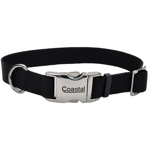Coastal Adjustable Collar with Metal Buckle for Dogs, Black