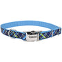 Ribbon Collier réglable pour chiens avec boucle métal, Carreaux bleu marine