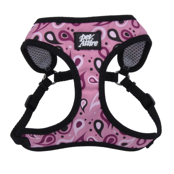Ribbon Designer Wrap Adjustable Dog Harness, Pink Paisley