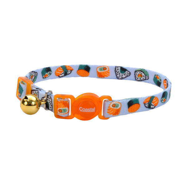 Safe Cat Fashion Adjustable Breakaway Collar, Sushi on Blue