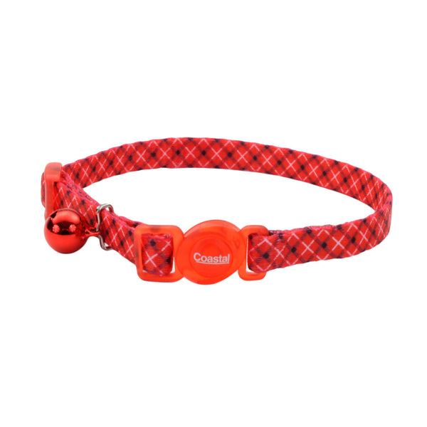 Safe Cat Fashion Adjustable Breakaway Collar, White Red Plaid