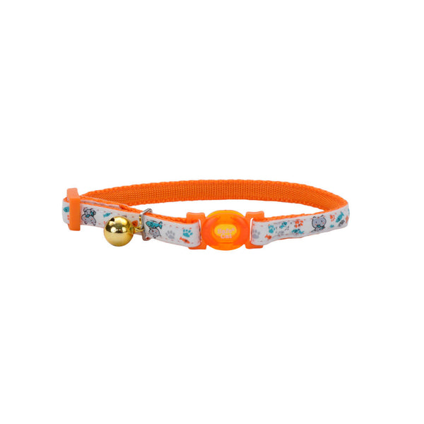 Safe Cat Collier ajustable à rupture pour chat, phosphorescent chat orange