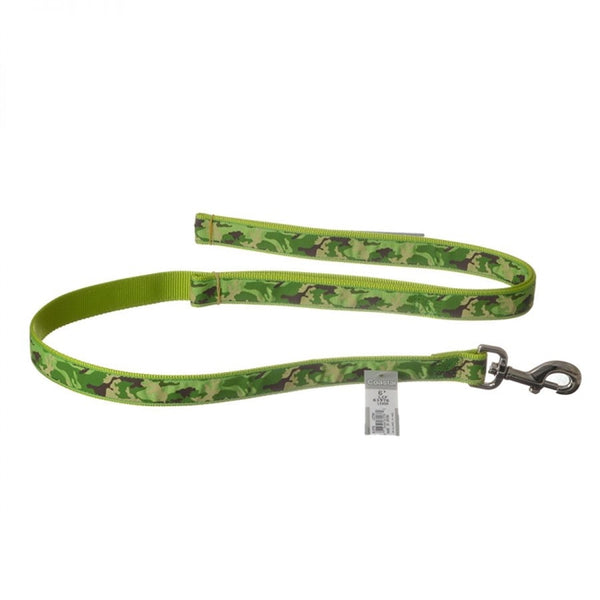 Ribbon Nylon Dog Leash, Lime Camouflage