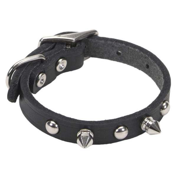 Circle T Oak Tanned Leather Spiked Dog Collar, Black
