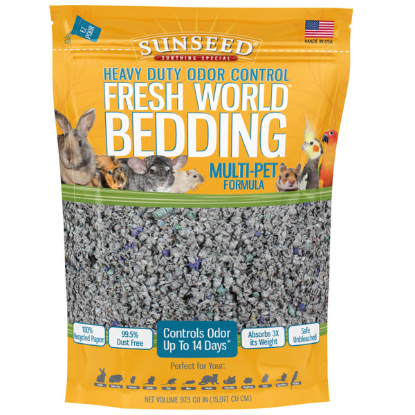 SunSeed Fresh World Multi-Pet Heavy Duty Odor Control Bird & Small Animal Bedding, Grey