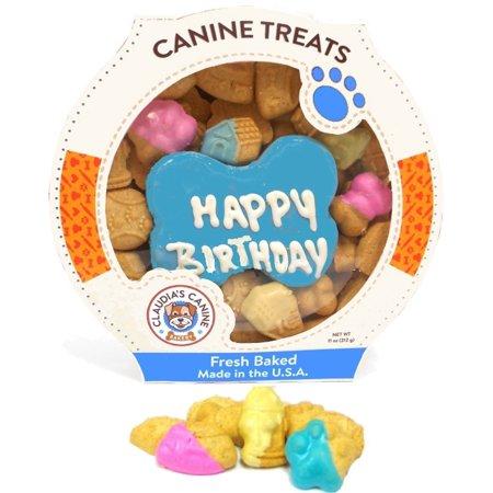 Claudia's Canine Bakery Happy Birthday Box Dog Treats, Blue, 10-oz
