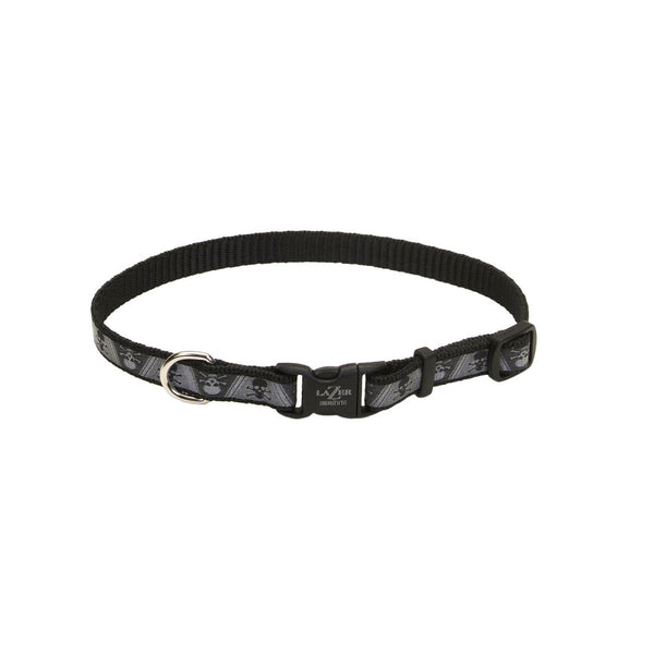 Lazer Brite Reflective Adjustable Dog Collar, Skull and Crossbones