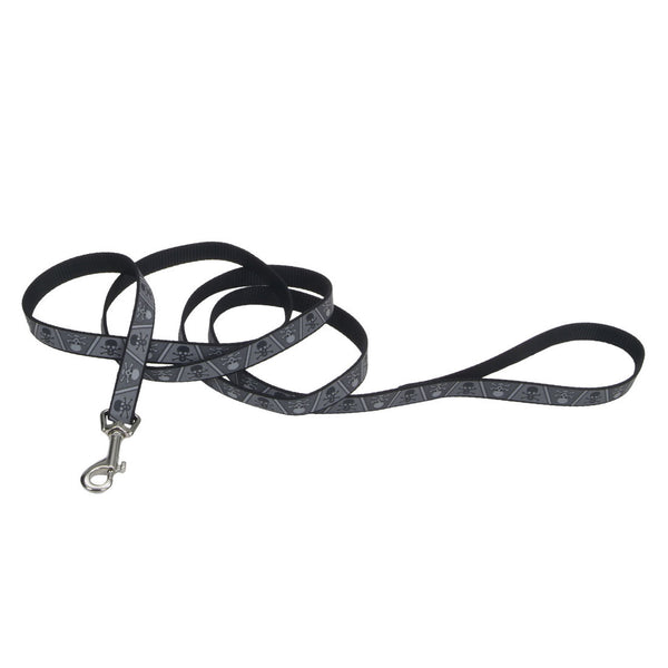Lazer Brite Reflective Dog Leash, Skull and Crossbones