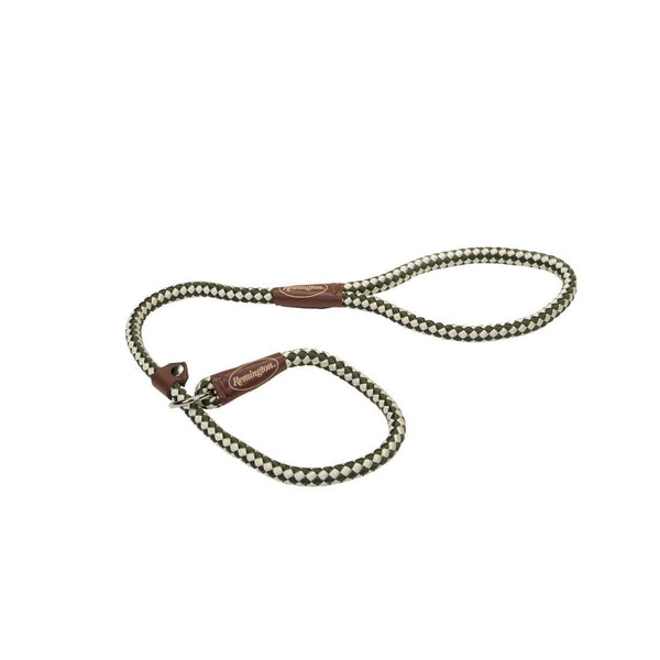 Remington Braided Rope Slip Dog Leash, Green/White