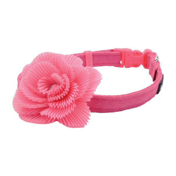 Li'l Pals Collier pour chien en microfibre, rose avec fleur rose