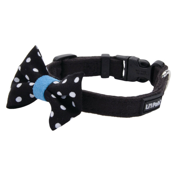 Li'l Pals Collier pour chien en microfibre, noir à pois
