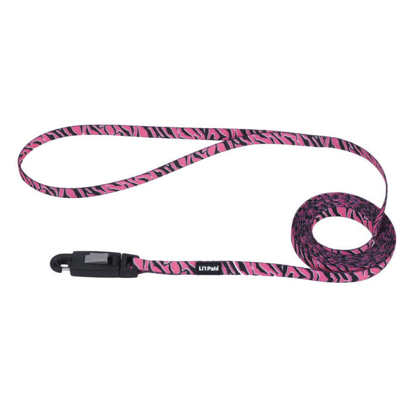 Li'l Pals Patterned Dog Leash with E-Z Snap, Pink Zebra