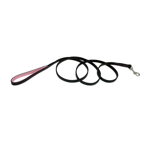 Circle T Fashion Leather Padded Handle Dog Leash, Pink