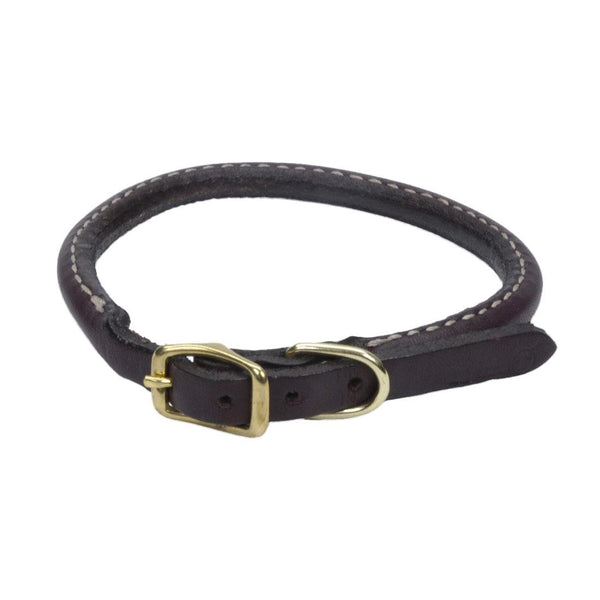 Circle T Latigo Leather Round with Solid Brass Hardware Dog Collar