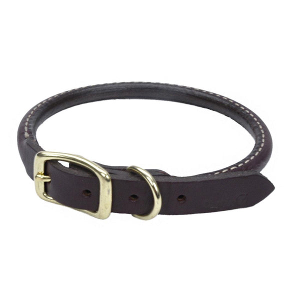 Circle T Latigo Leather Round with Solid Brass Hardware Dog Collar