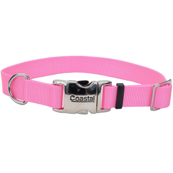 Coastal Adjustable Collar with Metal Buckle for Dogs, Pink Bright