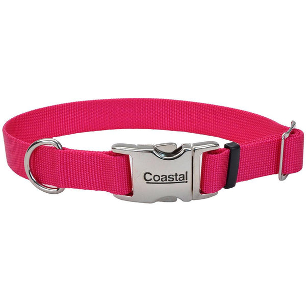 Coastal Adjustable Collar with Metal Buckle for Dogs, Pink Flamingo