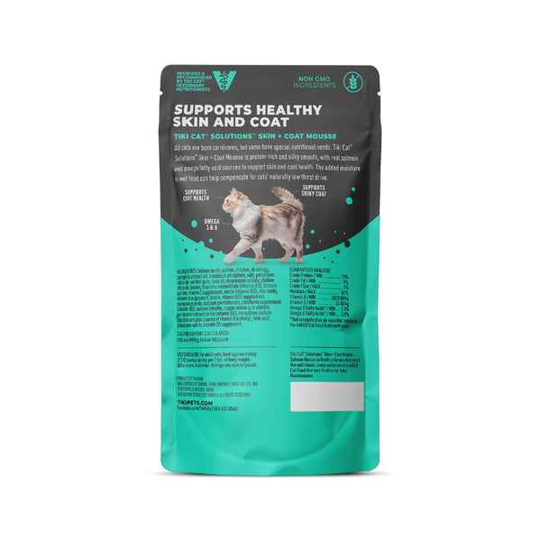 Tiki Cat Solutions Skin + Coat Mousse Salmon in Broth Wet Cat Food Pouch
