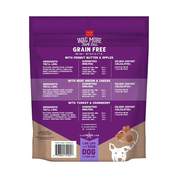 Cloud Star Wag More Bark Less Mini Biscuits Assorted Flavors Grain-Free Dog Treats