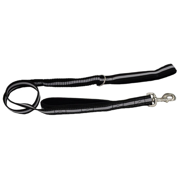 Coastal Double Handle Bungee Dog Leash, Black/Gray