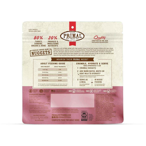 Primal Turkey & Sardine Recipe Nuggets Freeze-Dried Raw Dog Food