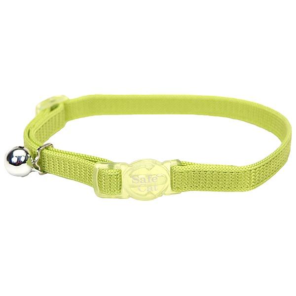 Safe Cat Adjustable Snag-Proof Breakaway Cat Collar, Lime, 3/8-in x 8-12-in