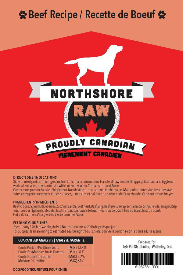 Northshore RAW Galettes de bœuf surgelées pour chiens