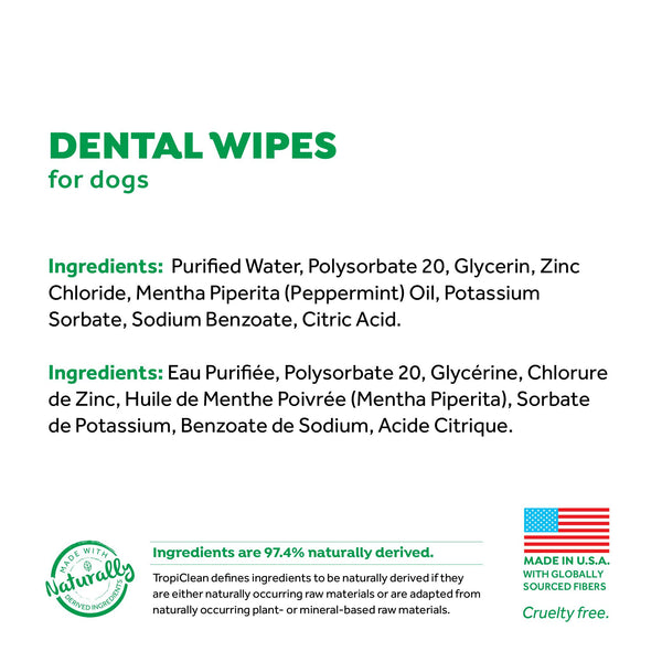 Tropiclean Fresh Breath Mint Dental Wipes for Dogs