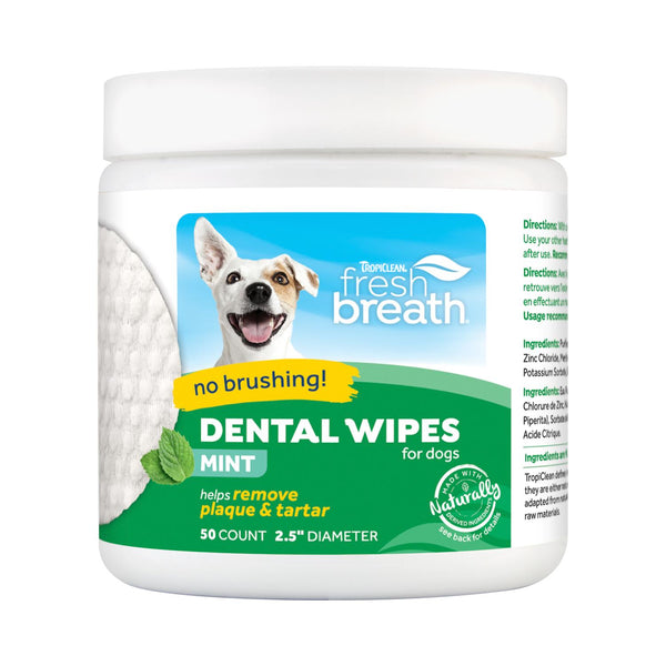 Tropiclean Fresh Breath Mint Dental Wipes for Dogs