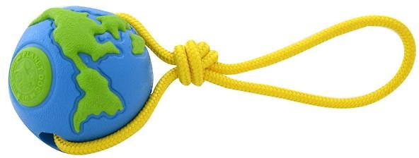 Planet Dog Orbee-Tuff Orbee Ball with Rope Tug Dog Toy, Blue/Green