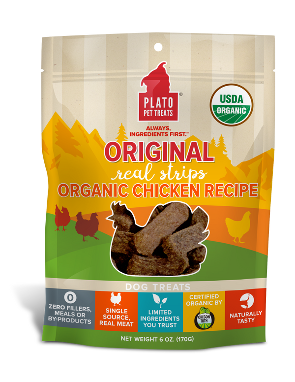 Plato Original Real Strips Friandises pour chiens Recette au poulet bio
