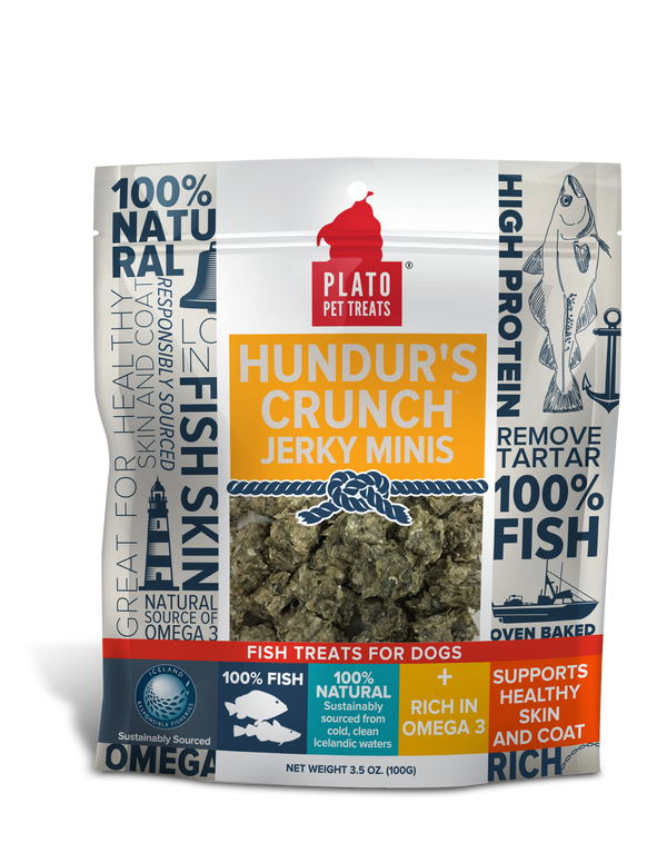 Plato Hundur's Crunch Fish Jerky Mini's Dog Treats, 3.5-oz