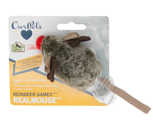 Our Pets Reindeer Games Real Mouse Cat Toy