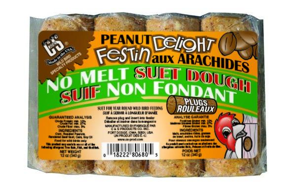 C&S Peanut Delight No Melt Suet Dough Plugs Wild Bird Food, 12-oz