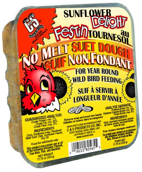 C&S Sunflower Delight No Melt Suet Dough Wild Bird Food, 11.75-oz
