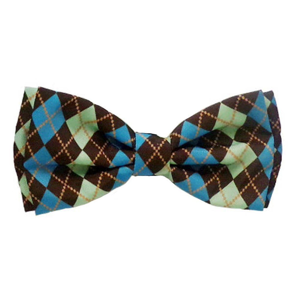 Huxley & Kent Pet Bow Tie, Teal Argyle