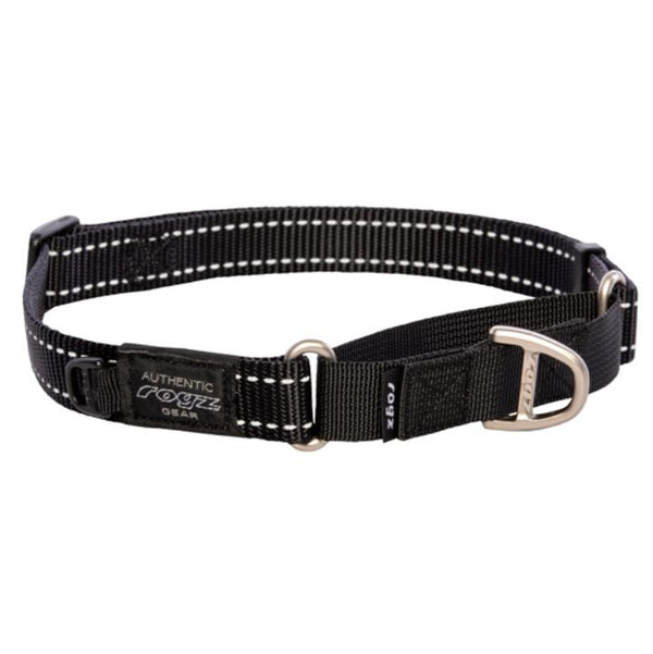 Rogz Control Martingale Web Dog Collar, Black, Medium