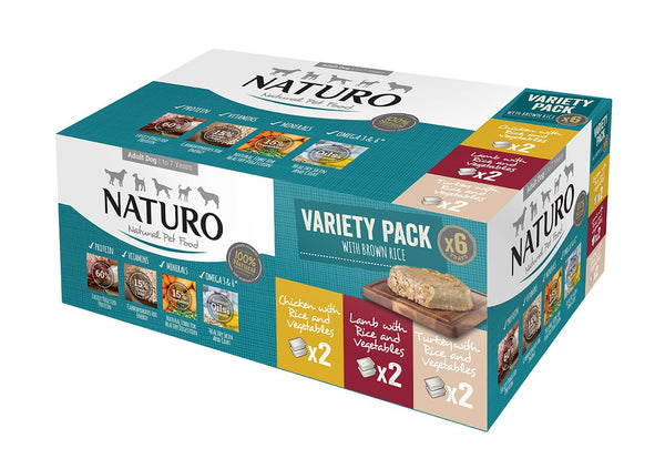 Naturo Adult Dog with Rice Variety Trays, 400-g, 6-packs