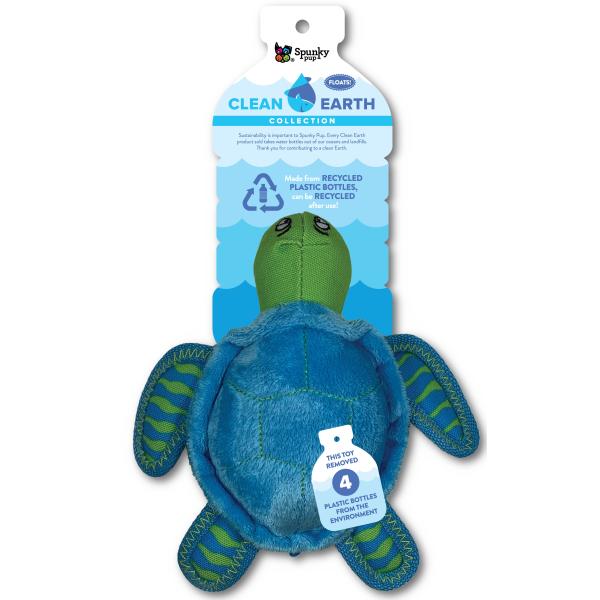 Spunky Pup Clean Earth Plush Turtle Dog Toy