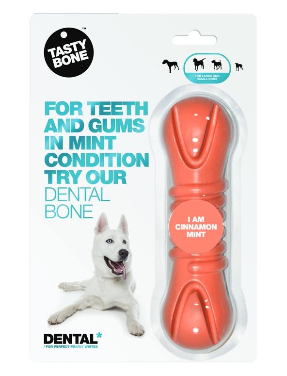 Tasty Bone Jouet dentaire en forme d'os Cannelle Menthe pour chiens