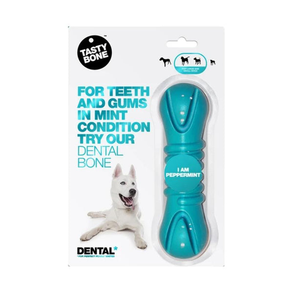 Tasty Bone Jouet dentaire en forme d'os Menthe poivrée pour chiens