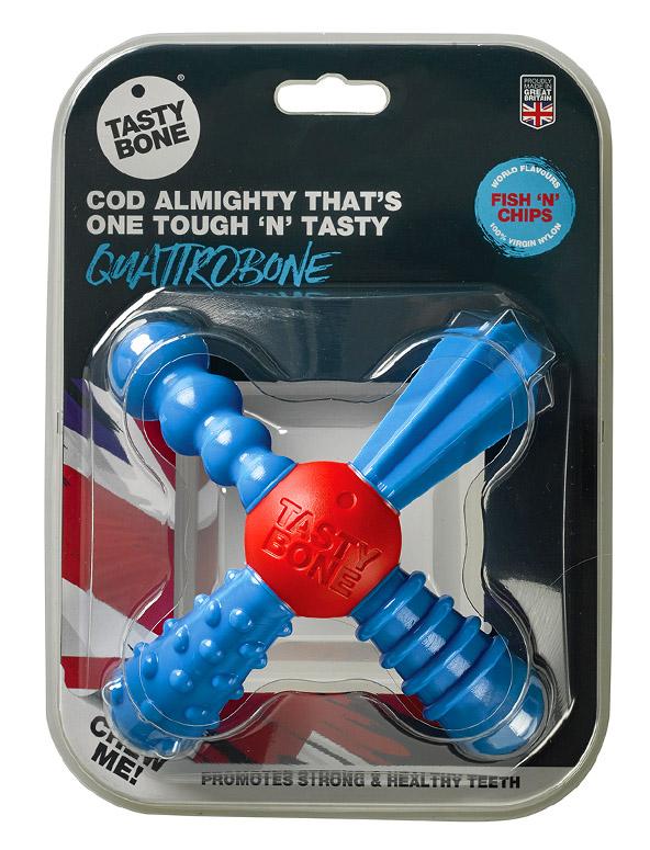 Tasty Bone Jouet Nylon QuattroBone Poisson 'N' Chips pour chiens