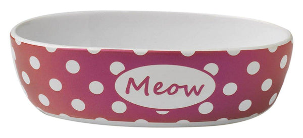 PetRageous Bedazzled Shimmer Meow Pet Bowl, Berry