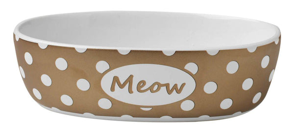 PetRageous Bedazzled Shimmer Meow Pet Bowl, Bronze