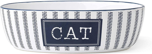 PetRageous Country Blue Cat Bowl, White/Navy