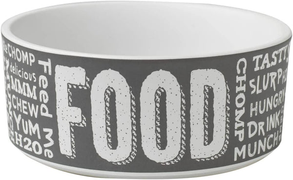 PetRageous Chalkboard Pet Food & Water Bowl, Dark Gray