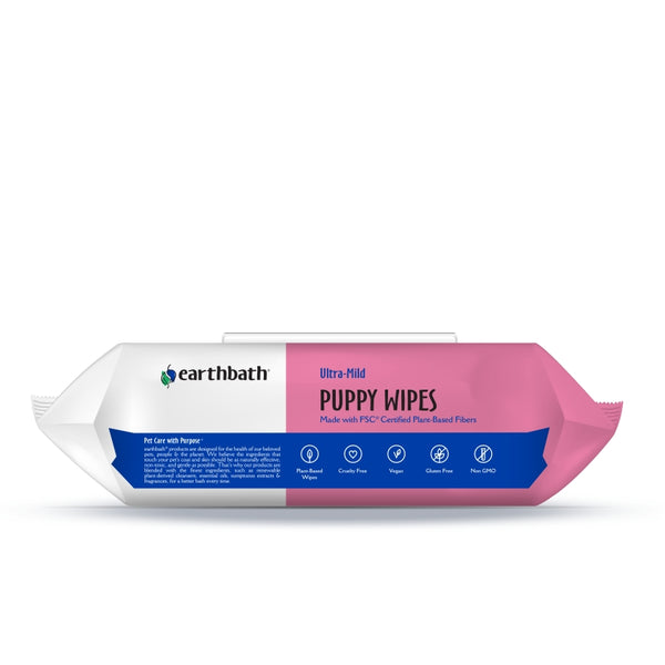 Earthbath Ultra-Mild Puppy Wipes, Wild Cherry, 100 count
